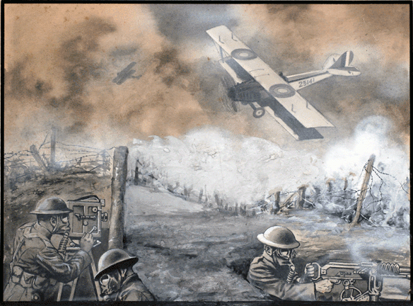 Biplane strafing soldiers web Biplane strafing soldiers web